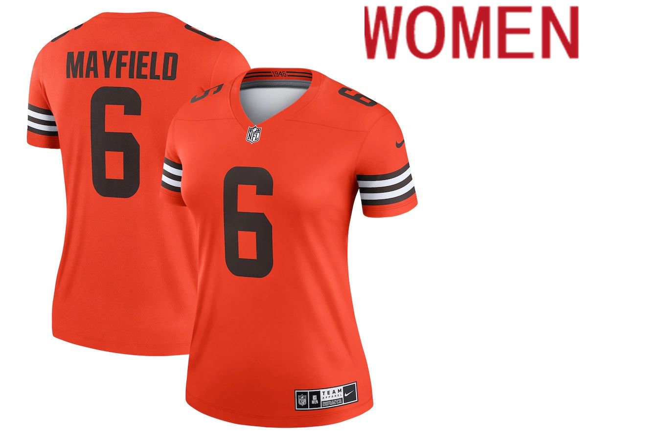 Women Cleveland Browns 6 Baker Mayfield Nike Orange Inverted Legend NFL Jersey